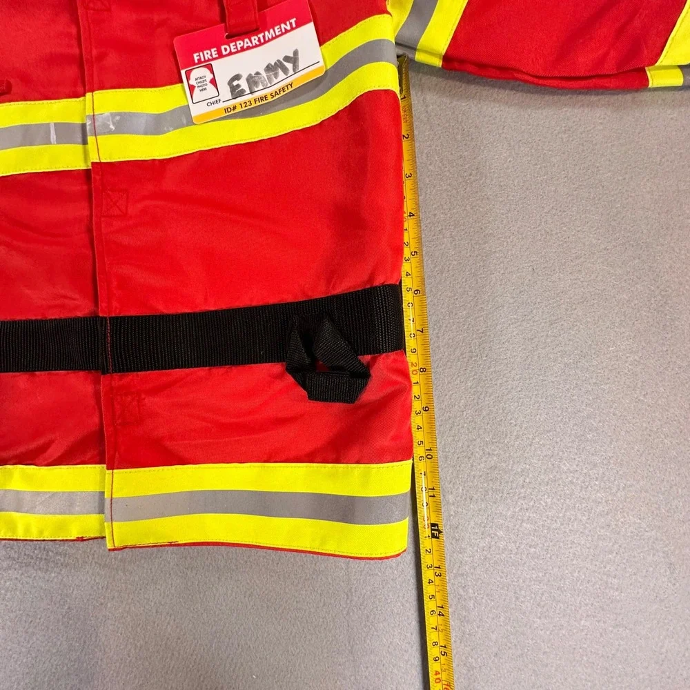 Melissa & Doug Kids Fire Chief Costume Jacket Red Reflective Dress Up Coat